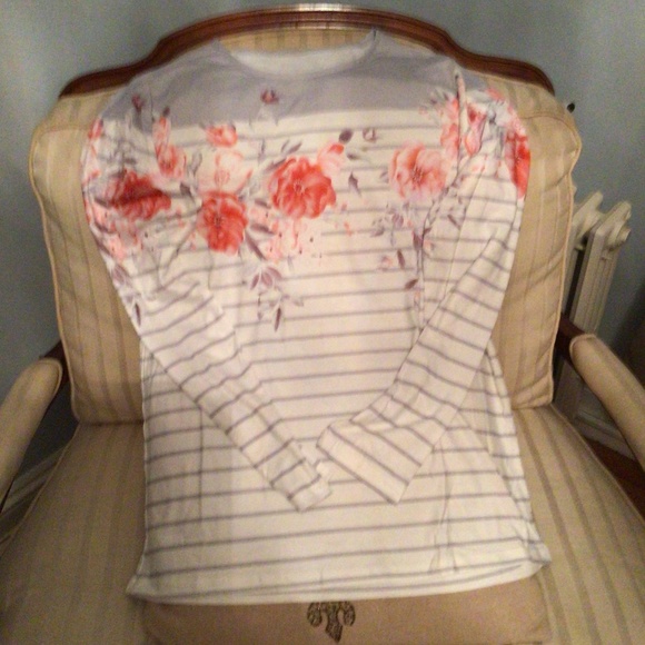 Apricot floral and gray crew neck l/s jersey - Picture 4 of 7